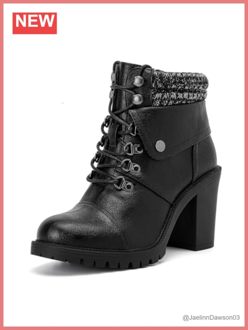 Faux Leather Ankle Boots with Memory Foam Insole Block Heel Zip